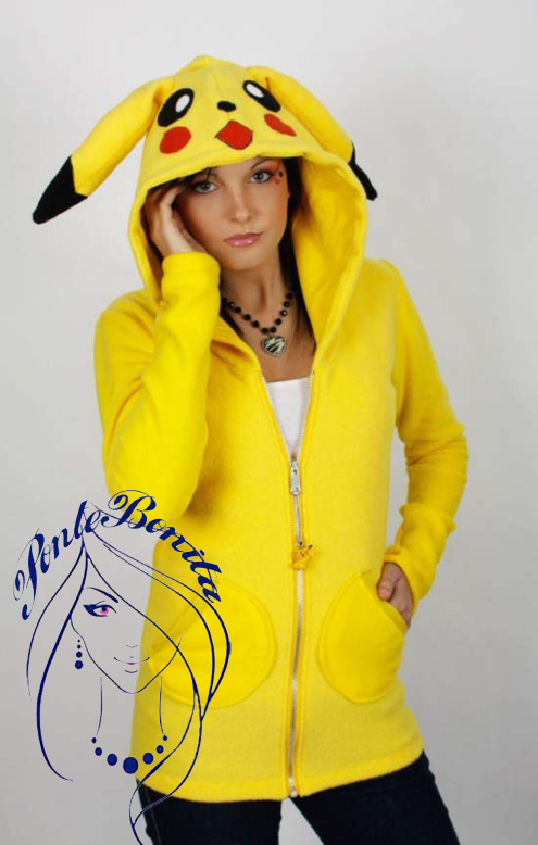 Sudadera Pikachu con Capucha y Orejas 3D – Unisex, Amarilla, Estilo Anime, Ropa Casual Pokémon